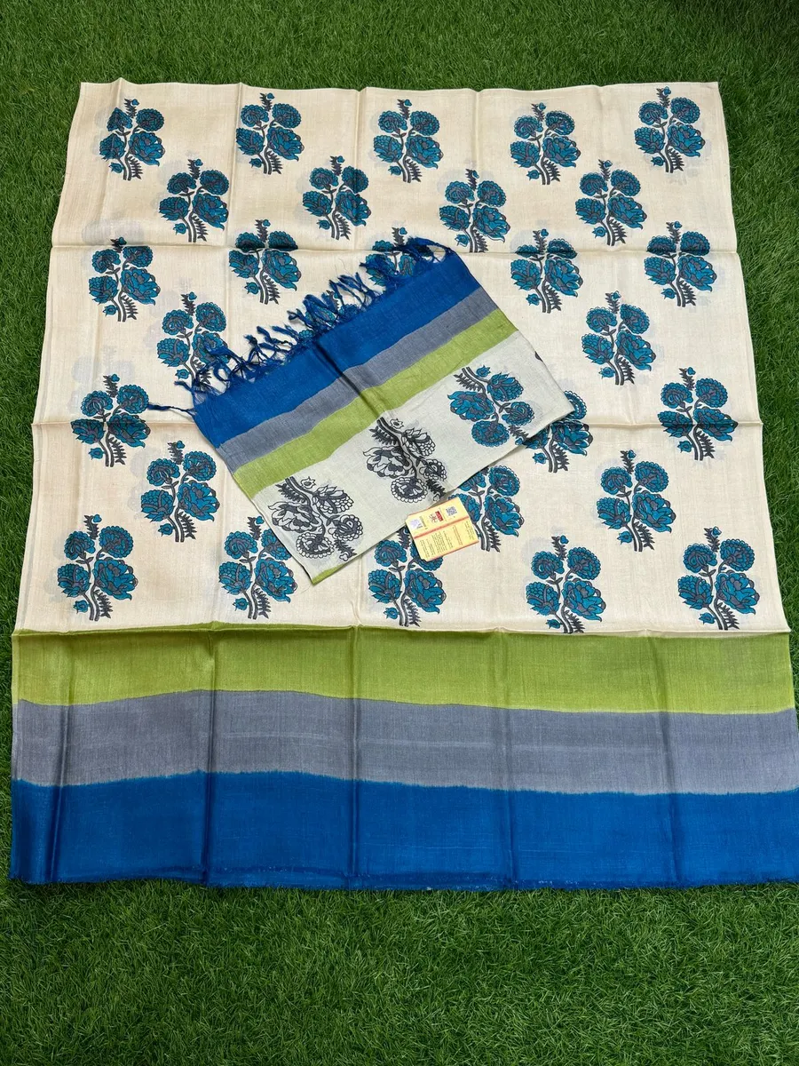 Pure Handloom Tussar Silk Dress Materials | Top & Dupatta Only